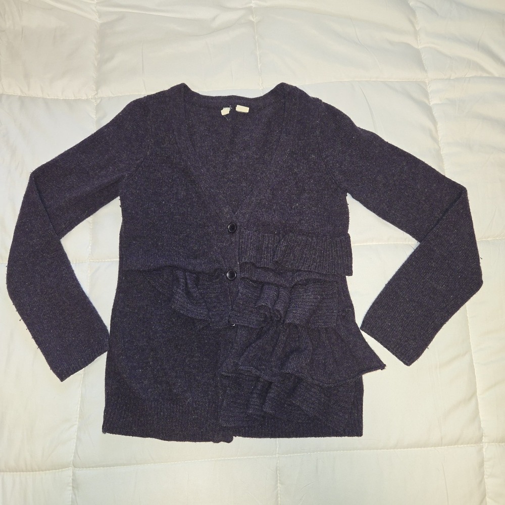MOTH Anthropologie Purple Wool Blend Size Small‎ Sweater Button